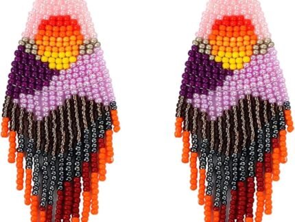 Bohemian Long Tassel Beaded Boho Native Handmade Dangle Earrings