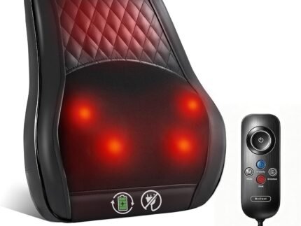Boriwat Shiatsu Back Massager for Pain Relief Deep Tissue-Movable Electric Neck Back Massager with Heat-Rechargeable Cordless Massage Heated Lower Back Massage-Gift for Men Women