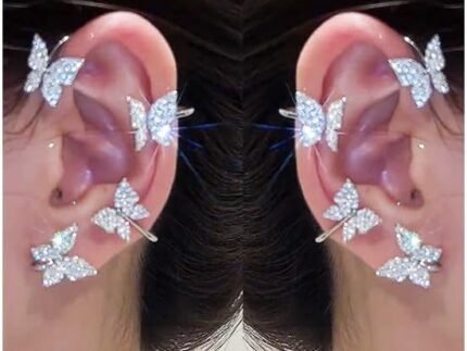 Butterfly Ear Cuffs Earrings Rhinestone Butterfly Ear Wrap No Piercing Ear Cuff Clip On Earrings for Women