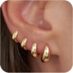 CHESKY 4 Pairs Huggie Hoop Earrings for Women, 14K Gold Plated Silver