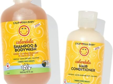 California Baby Calendula Baby Shampoo and Conditioner Set | 100% Plant-Based | 19oz Soothing Lavender Body Wash + 8.5oz Lavender Conditioner |