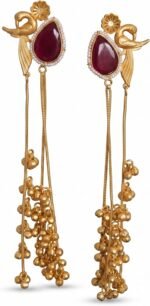Chhanak Mor Dangler Earrings for Women – Peacock Design Pearl Drop Ethnic Statement Earrings, Traditional Indian Bridal Jewelry for Wedding, Festive, Party, Bollywood & Indo Western Wear