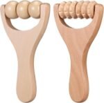Ciieeo 2Pcs Wooden Massage Roller Muscle Relief/Gift, Wood Massage Tool, Wooden Roller Tools for Body Care and Relaxation, Manual Massage Roller Tool for Daily Home Use (3 Bead Gear Roller)