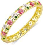 Cloisonne 18K Gold Plated Bangle Bracelets for Women, Enamel‑Craft Jewelry