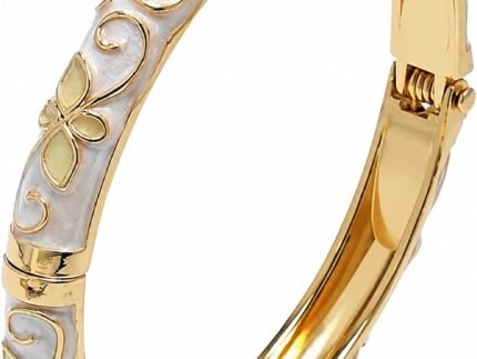 Cloisonne Bracelet for Women, Vintage Enamel Flower Bangles