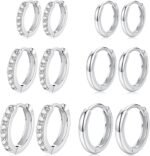 Cocadant 6 Pairs 925 Sterling Silver Small Hoop Earrings for Women,14k Real Gold Hypoallergenic Tiny Cubic Zirconia Cartilage Huggie Earring Sets for Multiple Piercing Trendy Jewelry 8/10/12mm