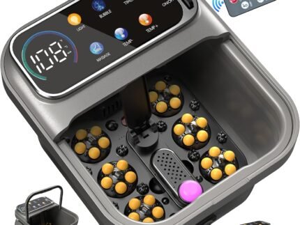 Collapsible Foot Spa Bath with Heat and Massage, Motorized Shiatsu Foot Massager Tub for Plantar Fasciitis & Stress Relief, Temp Control, Bubbles, Remote, Pedicure Spa at Home