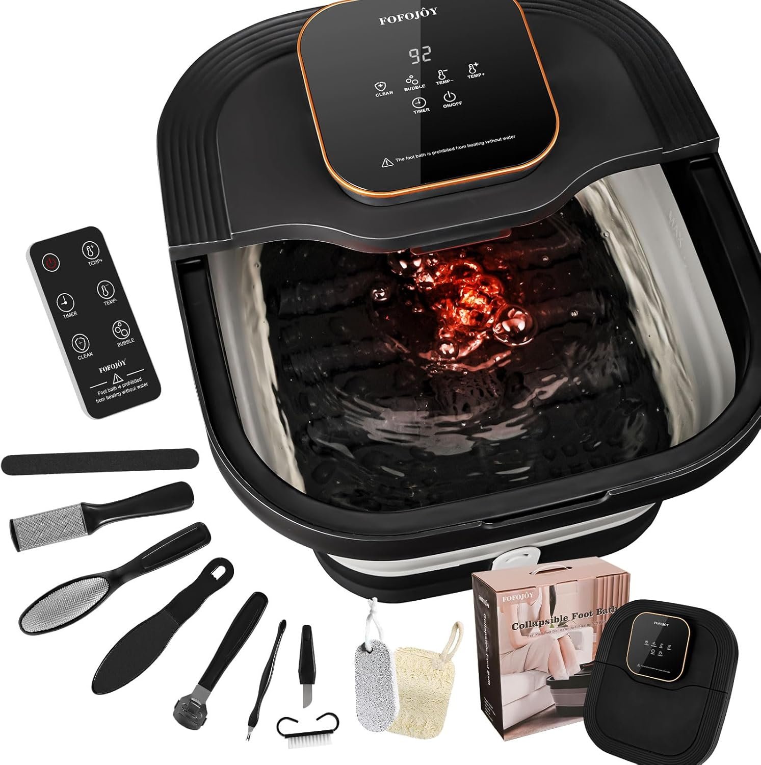 Collapsible Foot Spa Bath with Heat and Massage Roller, Bubble, Temperature Control, Remote Control, Foot Pedicure Kit, Pedicure Foot Spa Collapsible Foot Spa Bath with Heat and Massage Roller, Bubble, Temperature Control, Remote Control, Foot Pedicure Kit, Pedicure Foot Spa