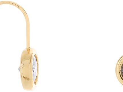 Columbus 18K Gold Plated Bezel Set CZ Drop Earrings – Sleek Modern Geometric Hook Earrings – Round Circle Oval Rectangular Baguette Drops – Gift Ideas for Women for Her