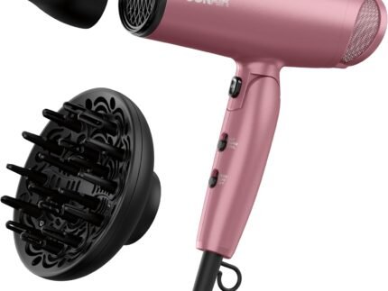 Conair Hair Dryer, Attachments Included, Folding Handle, 1875W, Dusty Rose
