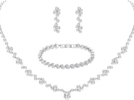 Crystal Wedding Jewelry Set, Necklace Earrings, for Accessories