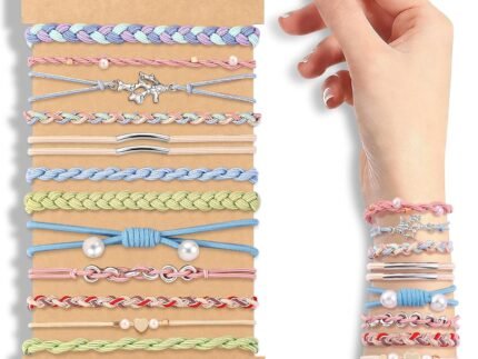 DIYDEC 12pcs Boho Braided Colour Hair Ties Bracelet