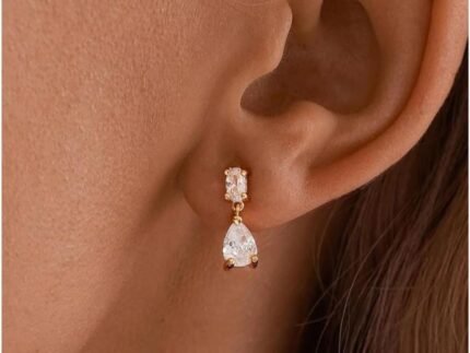 Dangle Drop Gold Earrings Women Prom with CZ Wedding Jewelry Gifts