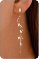 Dangle Earrings for Women – 14K Gold/White Gold/Rose Gold Plated Butterfly Heart Star Hoop Chain Long Tassel Cubic Zirconia CZ Dangle Earrings