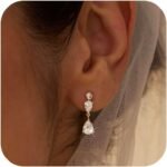 Dangle Earrings for Women,Dainty 14k Gold Plated CZ Pearl Drop Earring Stud