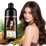 Dark Brown Hair Dye Shampoo 5 in 1,Herbal Ingredients Natural Hair Color Shampoo for Gray Hair, Long Lasting Semi-Permanent Hair Coverage for Women & Men, Mild Formula, Lasts 30 Days, 500ML