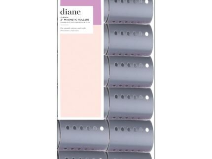 Diane 2″ Large Smooth Hair Rollers for Volume & Blowouts 12-Pack, Grey
