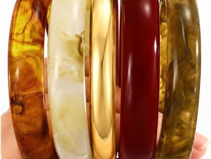 Dodder 5Pcs Chunky Acrylic Bangle for Women, Stackable Fashion Bracelet Set