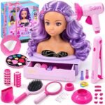 Doll Head for Hair Styling Makeup Kids with Storage Drawer & Accessories