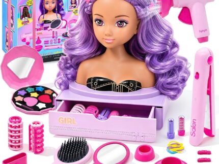 Doll Head for Hair Styling Makeup Kids with Storage Drawer & Accessories