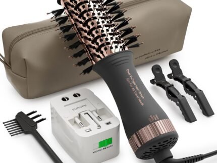 Dual Voltage Blow Dryer Brush Travel Hair Dryer Brush in One, 110-240V