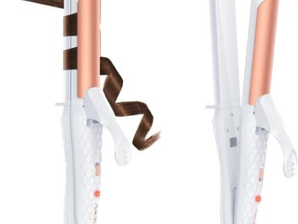 Dual Voltage Curling Iron 2-in-1 Curling Iron 1 Inch,(100V~240V) Dual Voltage Hair Straightener Travel Curling IRO n European Flat Iron (White)