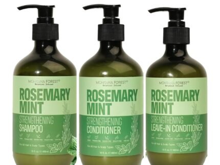 EBIN NEW YORK Mielle Rosemary Oil for Hair Growth Organic –Rosemary Mint Shampoo 16 Oz Bundle with Leave-In Conditioner and Strengthening Conditioner Nourishing Formula for Scalp Gift Set(3 Items)