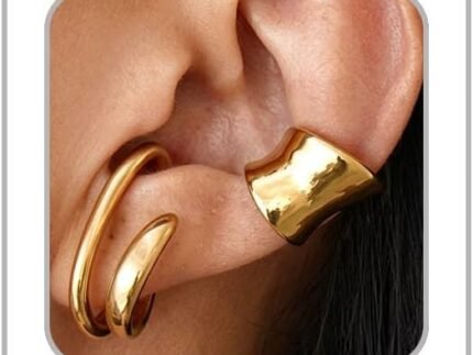 Ear Cuff Earrings for Women 14K Gold Plated Ear Cuffs Non Pierced Clip on Cartilage Earrings Cubic Zirconia Fake Piercings Earring Set Dainty Gold Statement Earring Trendy Jewelry for Women