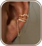 Ear Cuff Earrings for Women Non Piercing,Dainty 14K Gold Plated Chain Cartilage Earrings Set Gold Statement Cuff Earring Stack Fashion Cartilage Earrings for Women Trendy Gold Jewelry