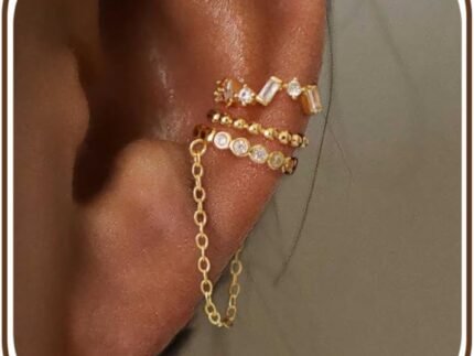 Ear Cuff Earrings for Women Non Piercing,Dainty 14K Gold Plated Chain Cartilage Earrings Set Gold Statement Cuff Earring Stack Fashion Cartilage Earrings for Women Trendy Gold Jewelry