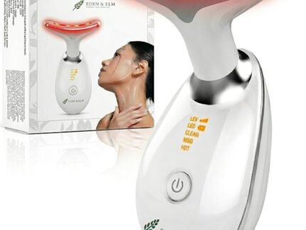 Eden & Elm – Face & Neck Sculpting Massager – 7 Color LED Beauty Tool for Firm-Looking Skin, Jawline Contouring & Daily Lift Routine – Ergonomic Curved Wireless Skincare Device