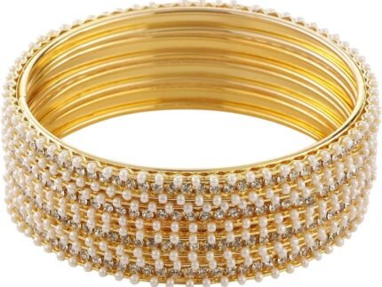 Efulgenz Indian Bangles Bollywood Faux Pearl Crystal Wedding Bracelet