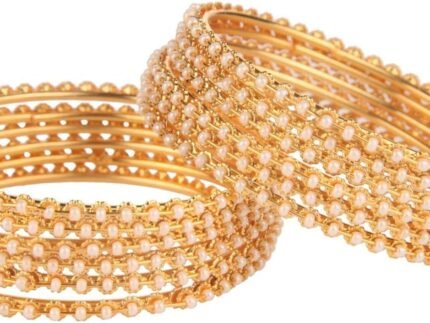 Efulgenz Indian Bangles for Women Faux Pearl Bollywood Bracelets