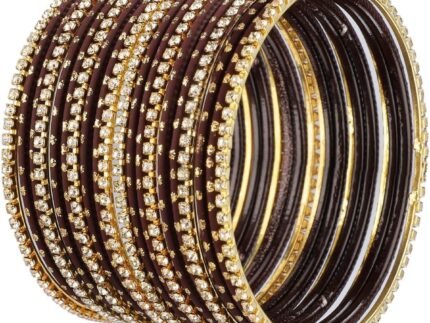 Efulgenz Indian Bridal CZ Plain Metal Bracelet Bangles Sets