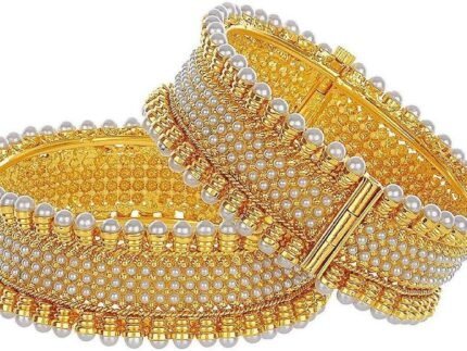 Efulgenz Indian Bridal Faux Pearl Bollywood Cuff Bracelets Bangle Set