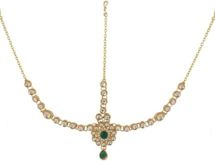 Efulgenz Indian Bridal Maang Tikka Faux Kundan Head Chain Hair Accessory
