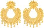 Efulgenz Indian Chandbali Earring Bridal Bollywood Gold Tone Dangle Earring