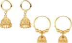 Efulgenz Indian Hoop Gold Tone Bridal Jhumkas Dangle Multipack Earrings