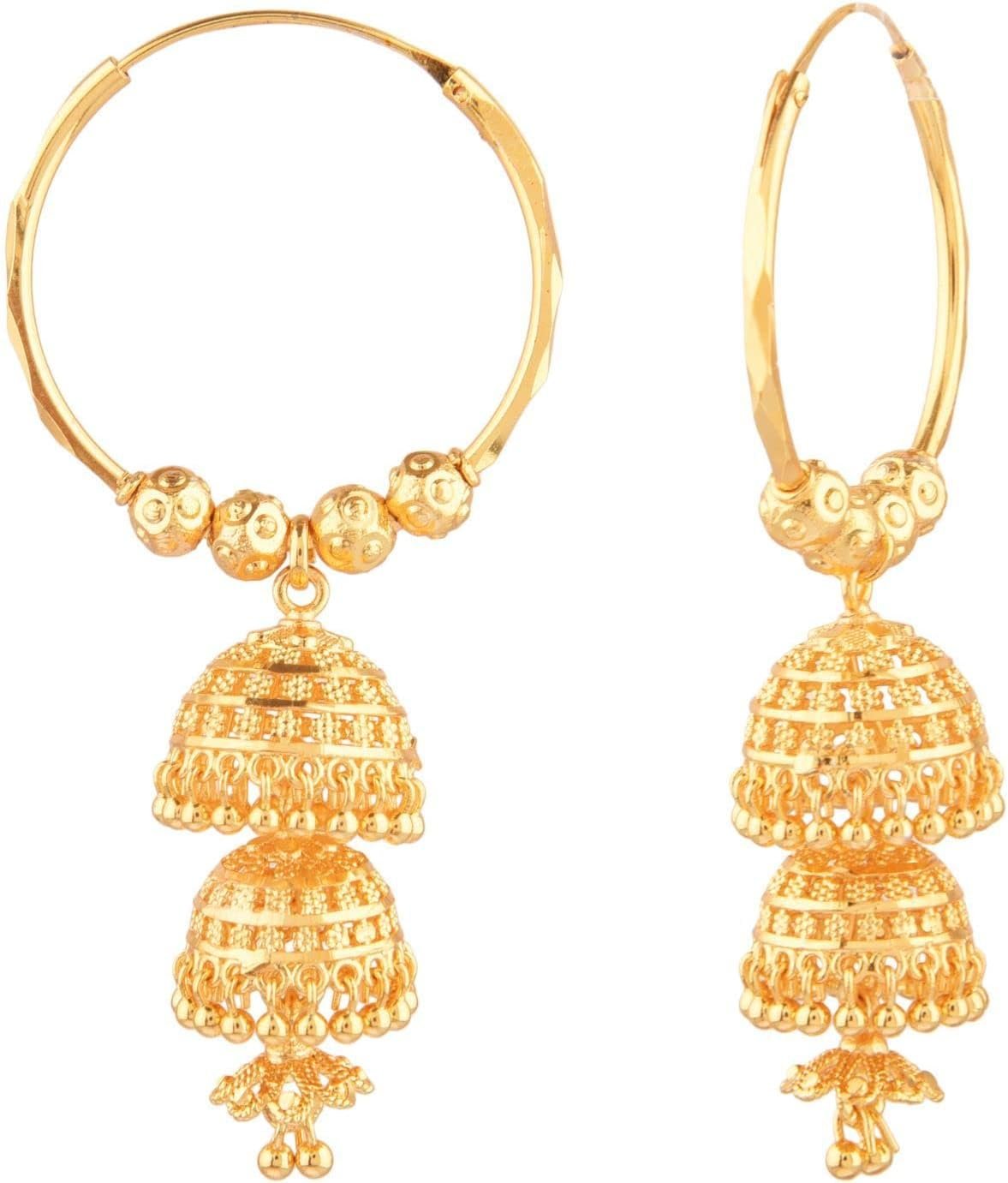 Efulgenz Indian Hoop Gold Tone Jhumka Jhumki Bollywood Dangle Earrings Efulgenz Indian Hoop Gold Tone Jhumka Jhumki Bollywood Dangle Earrings