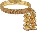Efulgenz Multipack Indian Bridal Bangle CZ Jhumka Tassel Bracelets Set