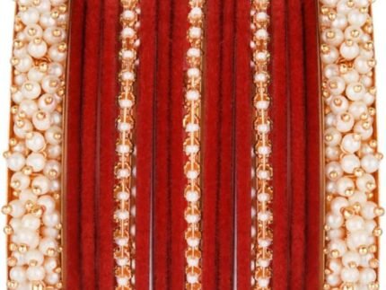 Efulgenz Velvet Bangles Faux Pearl Bracelets Indian Bridal Sets