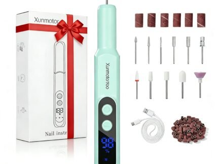 Electric Nail Drill Professional Electric Nail File Kit 11 in 1 Rechargeable Manicure Pedicure Tools Cordless Nail Drill with 3 Speeds Modes and LED Lighting for Acrylic Gel Dip Powder Nails(Green)
