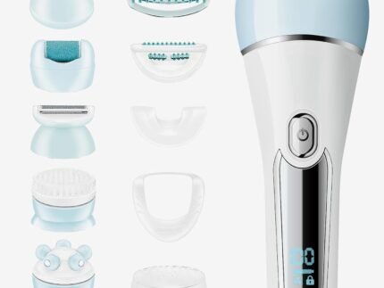 Epilator for Women, 6 in 1 Hair Removal Epilator, Shaver, Face Razor, Facial Brush, Face Massage and Body Exfoliator,IPX7 Waterproof Rechargeable Hair Removal for Women, 2 Speeds