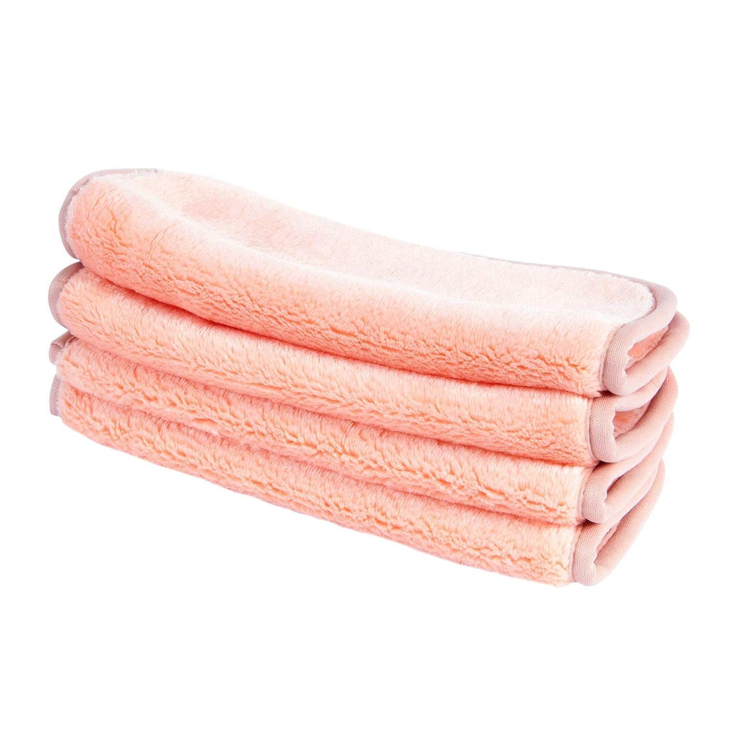 Eurow Reusable Makeup Remover Cloths Soft Microfiber Face Towels for All Skin Types Chemical Free Protective Machine Washable Gentle Effective Facial Cleansing 8x8 Coral 4 Pack