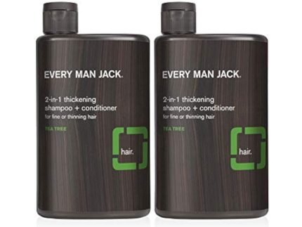 Every Man Jack 2-in-1 Thickening Shampoo + Conditioner – Thicken, Cleanse, and Hydrate Hair with Coconut, Aloe, and Tea Tree Oil – Naturally Derived and No Harsh Chemicals – Twin Pack
