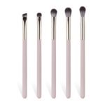 Eye Makeup Brush Set, 5Pcs Professional Blending Eyeshadow Makeup Brushes with Synthetic & Wood Handle Angled Eyebrow Brush Cruelty-Free & Vegan for Liquid, Cream, Powder Concealer Brows Eye shadows