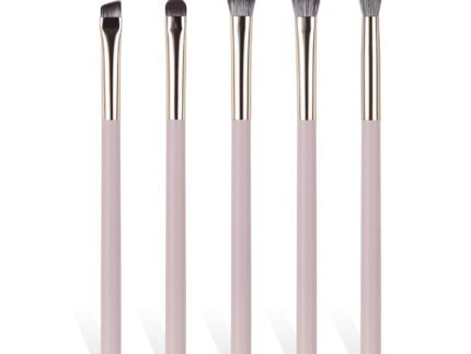 Eye Makeup Brush Set, 5Pcs Professional Blending Eyeshadow Makeup Brushes with Synthetic & Wood Handle Angled Eyebrow Brush Cruelty-Free & Vegan for Liquid, Cream, Powder Concealer Brows Eye shadows
