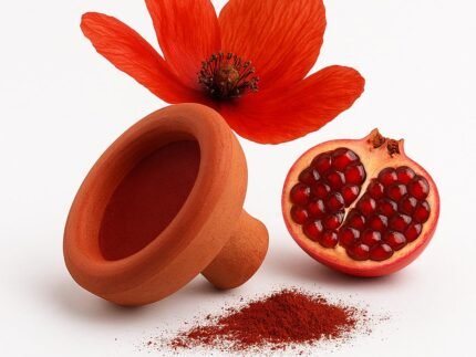 FERIHA Aker Fassi Moroccan Clay Pot Lip Stain – Authentic Organic Lip & Cheek Tint, Long-Lasting Red Color, Buildable & Chemical-Free