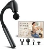 FVZ Grey Percussion Massage Gun with Upgraded Extension Handle, 10MM Massage Gun Deep Tissue, Back Massager, Muscles/Neck/Shoulders/Waist/Legs Massager Portable for Pain Relief
