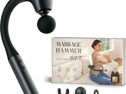 FVZ Grey Percussion Massage Gun with Upgraded Extension Handle, 10MM Massage Gun Deep Tissue, Back Massager, Muscles/Neck/Shoulders/Waist/Legs Massager Portable for Pain Relief